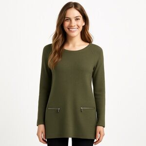 Cashmere Cashmere Olive Green Tunic Sweater Dress – Size M ?